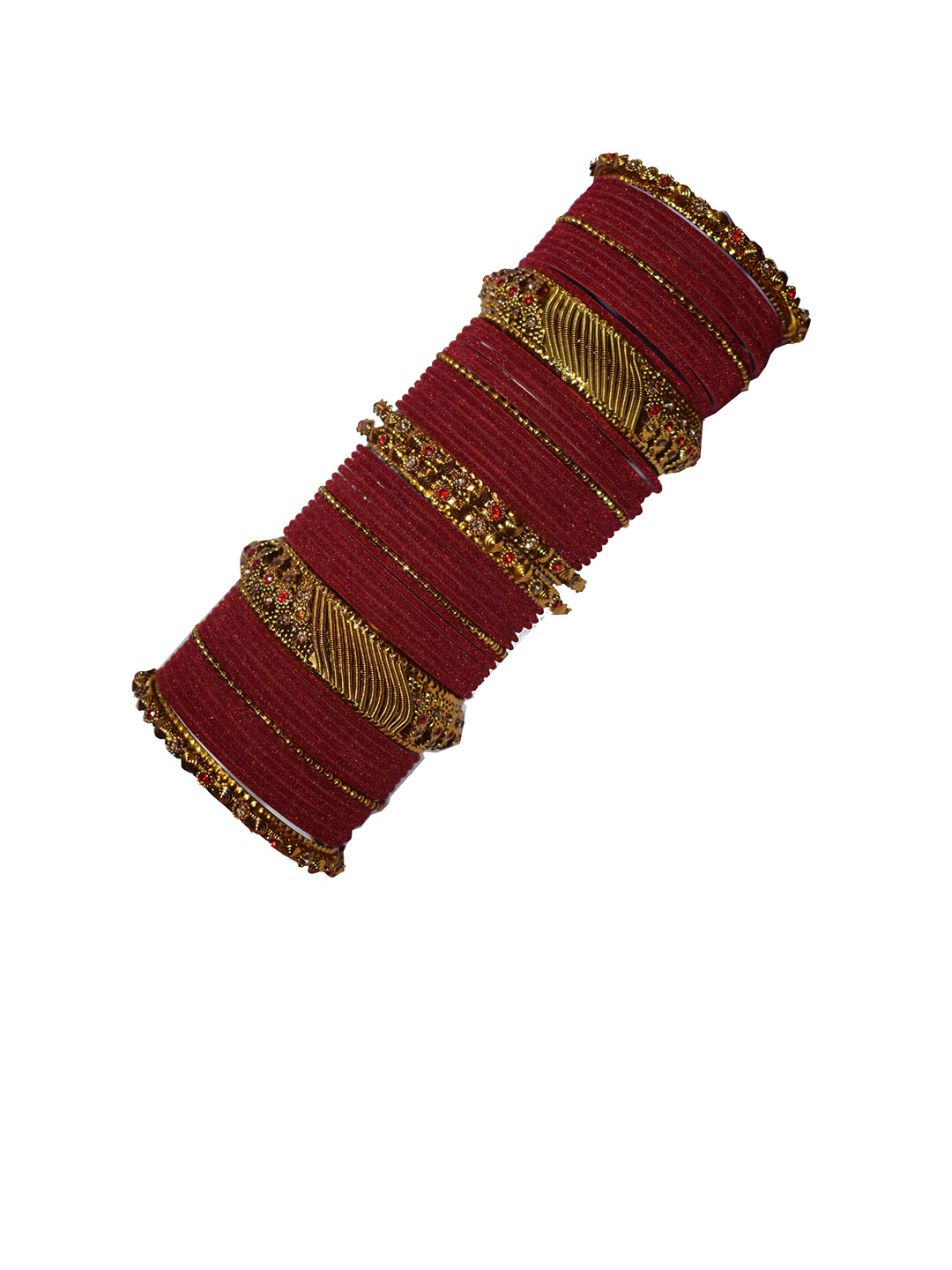 ADVANCE KANGAN Set Of 58 Gold Plated Zircon Studded Bangle