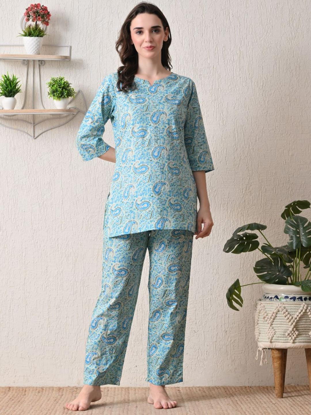 NUNCHII Women Printed Night suit