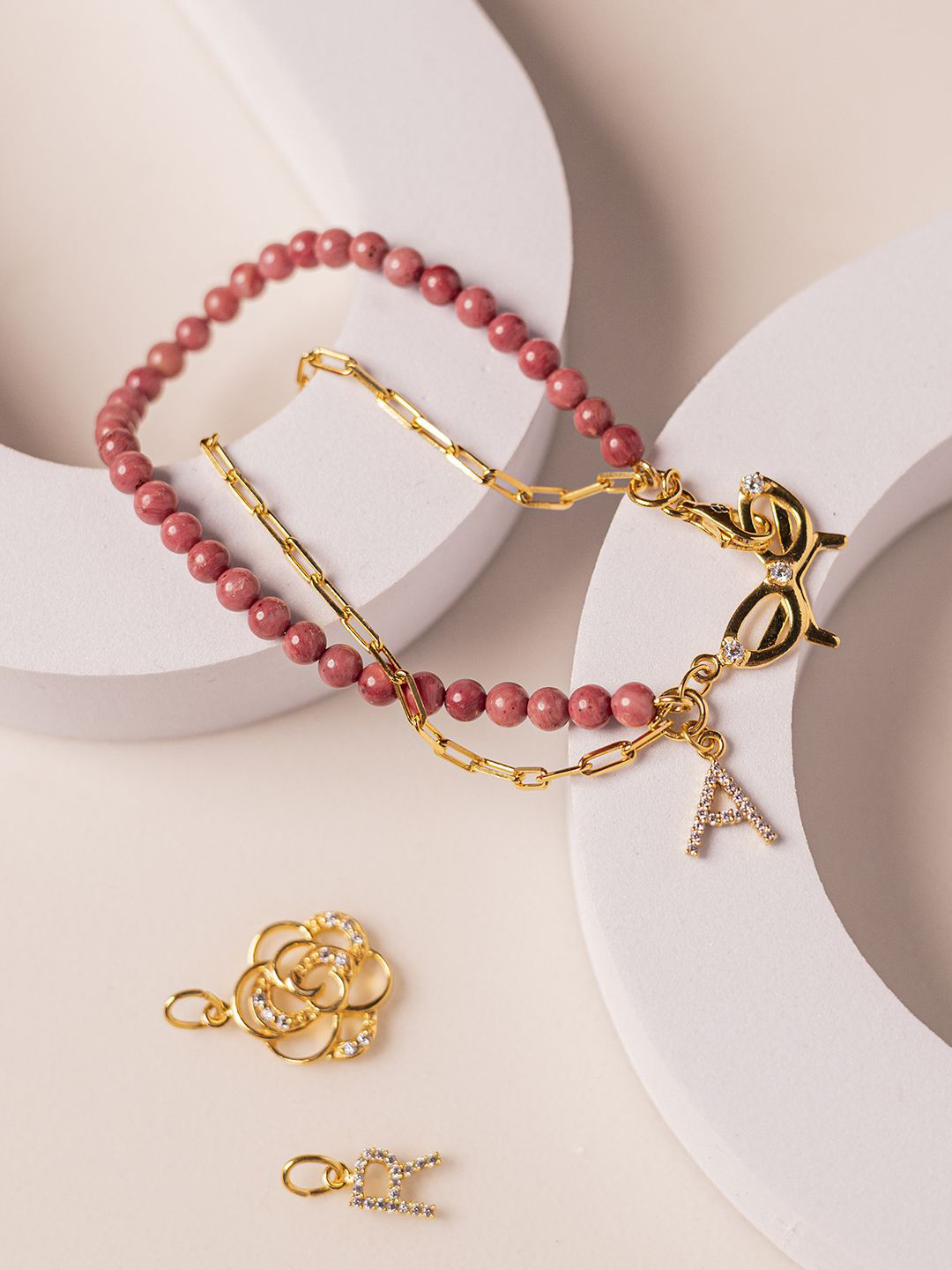 Stone Story By Shruti Women Sterling Silver Handcrafted Gold-Plated Charm Bracelet