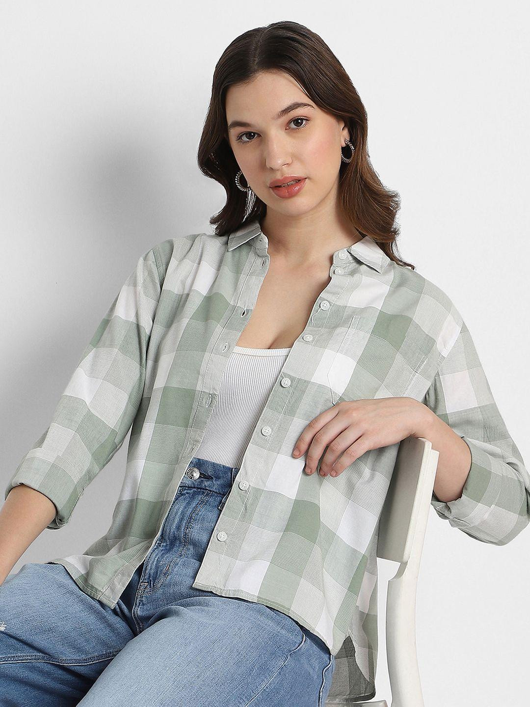 AMERICAN EAGLE OUTFITTERS Women Checked Shirt Style Top
