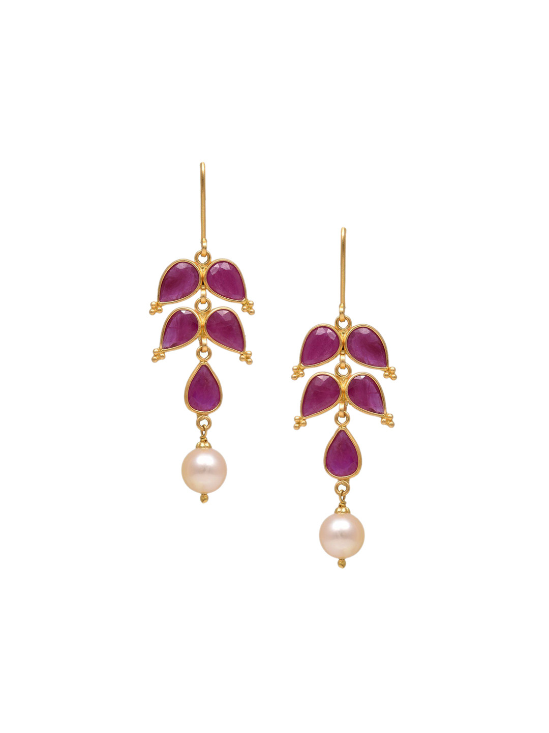 Joyalukkas Beautiful Gemstone Leaflet Dangling Earring-4.61 gms
