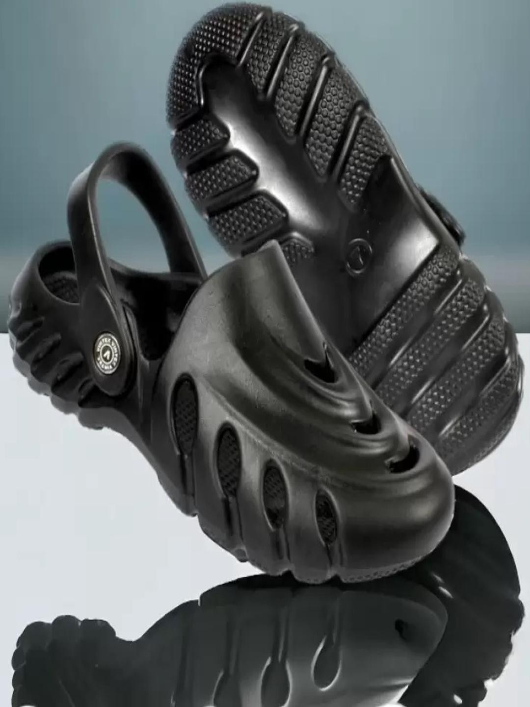 VINTEX Men Black PU Velcro Comfort Sandals