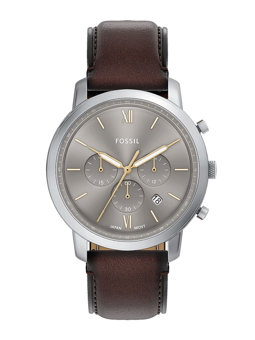 Fossil Neutra Men Patterned Dial & Leather Straps Analogue Watch FS6129