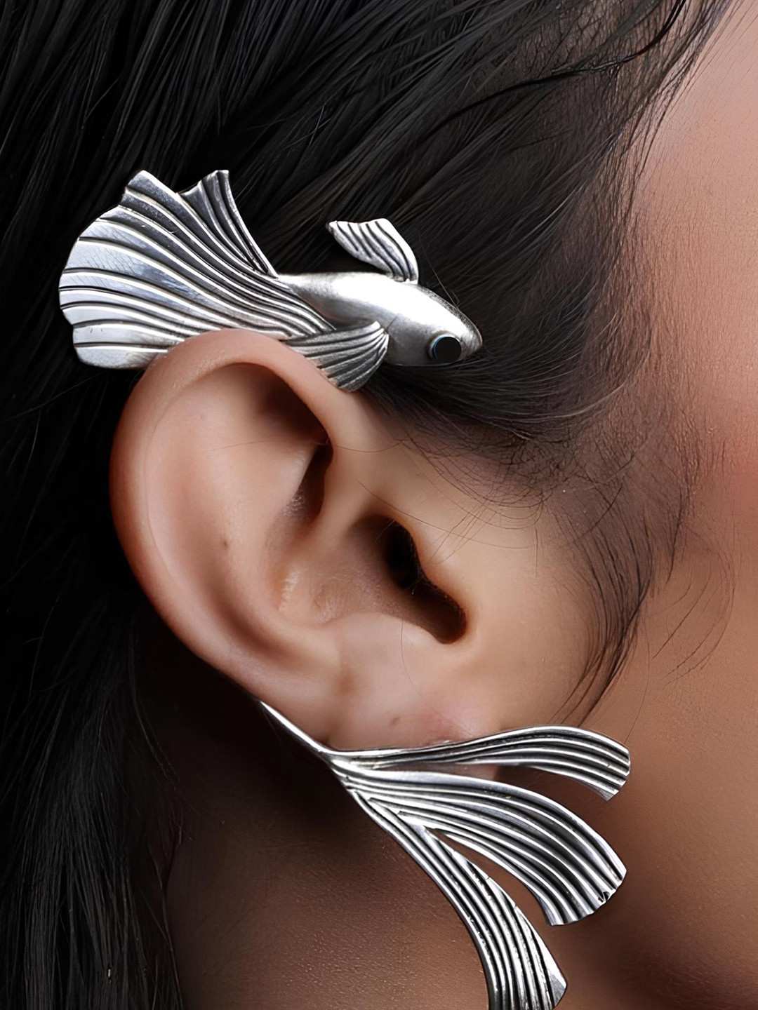 Dulcett Silver Plated Fish Shaped Ear Cuff