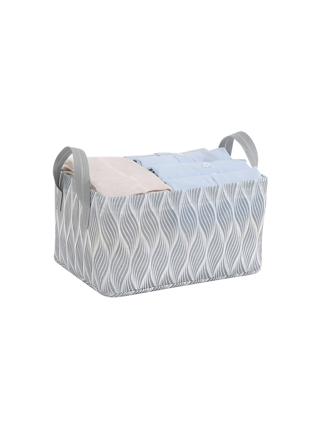 HOKIPO Grey Set of 1 Multi-Utility Cloth Storage Basket Organisers for Wardrobe - Small