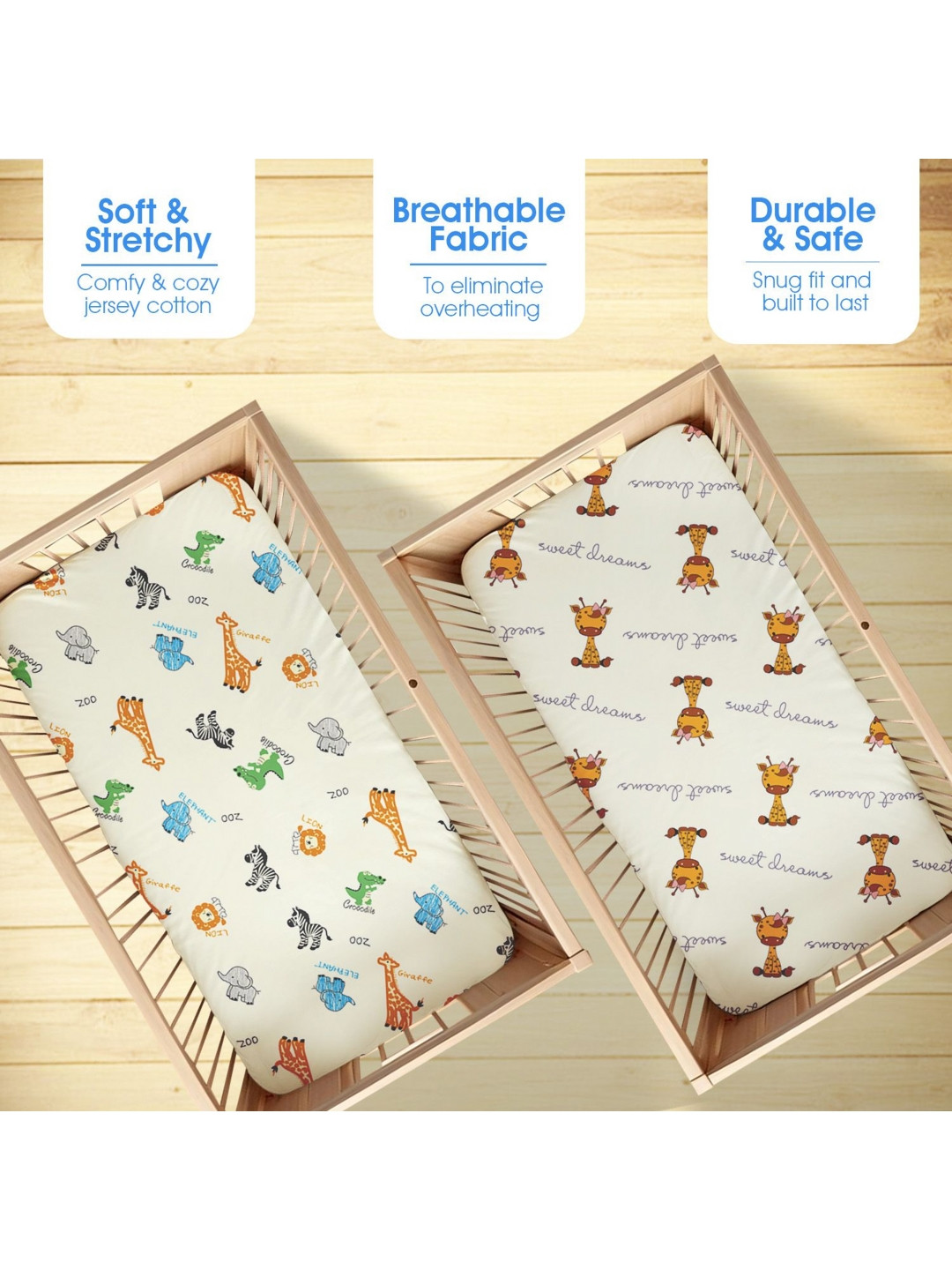 Bodycomfy Printed Flat Cotton 400 TC 2 Crib Bedsheet 1.4 m x 0.7 m