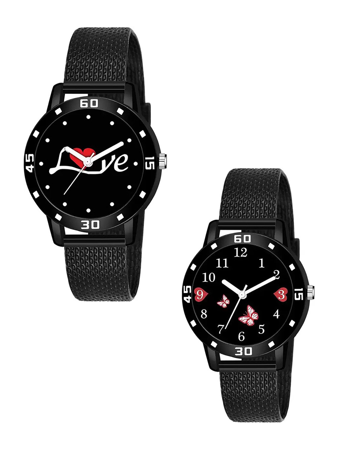 JUST LIKE Unisex Pack Of 2 Printed Dial Analogue Watch haf-bk-blue Brown Avio