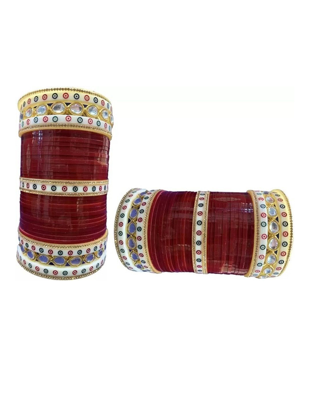 jtraditional Set Of 37 Gold-Plated AD-Studded Bangles