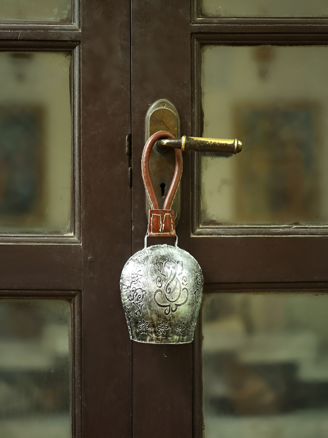 DULI Embossed Ganesha Design Metal Cowbell Windchime