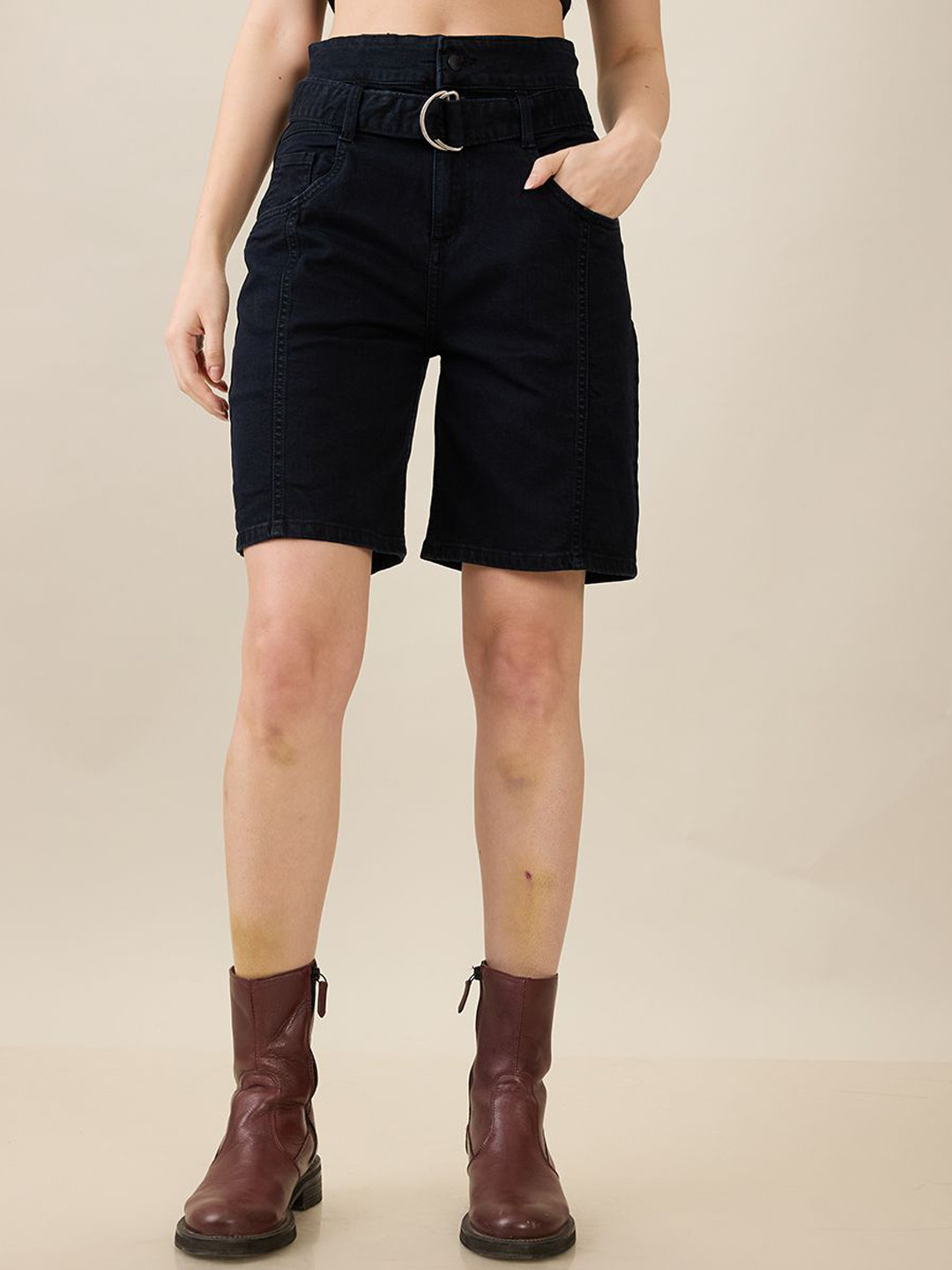 STORMY JEANS Women Solid Relaxed Fit High-Rise Cotton Bermuda