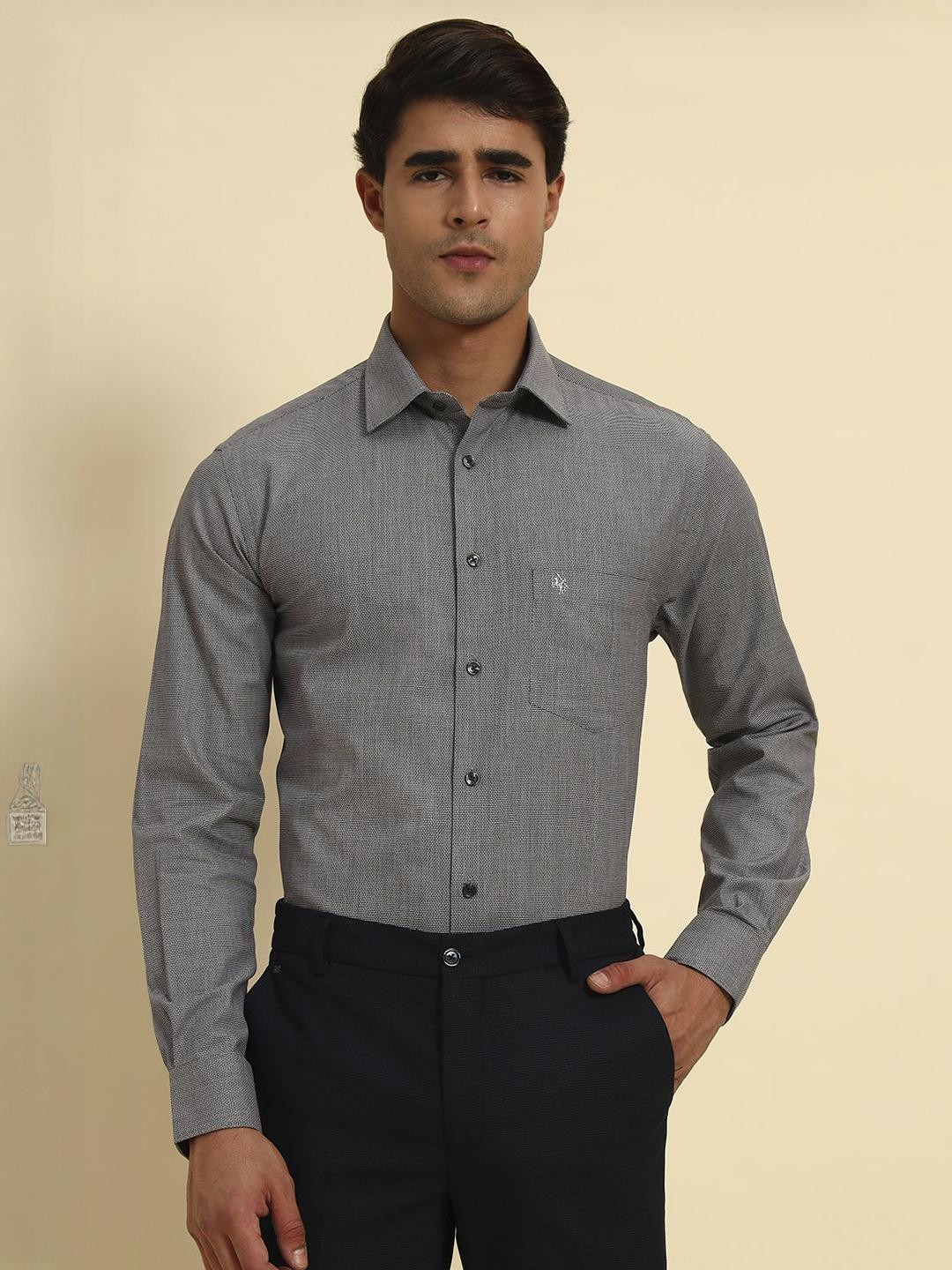 Cantabil Textured Breathable & Soft Long Sleeves Cotton Formal Shirt