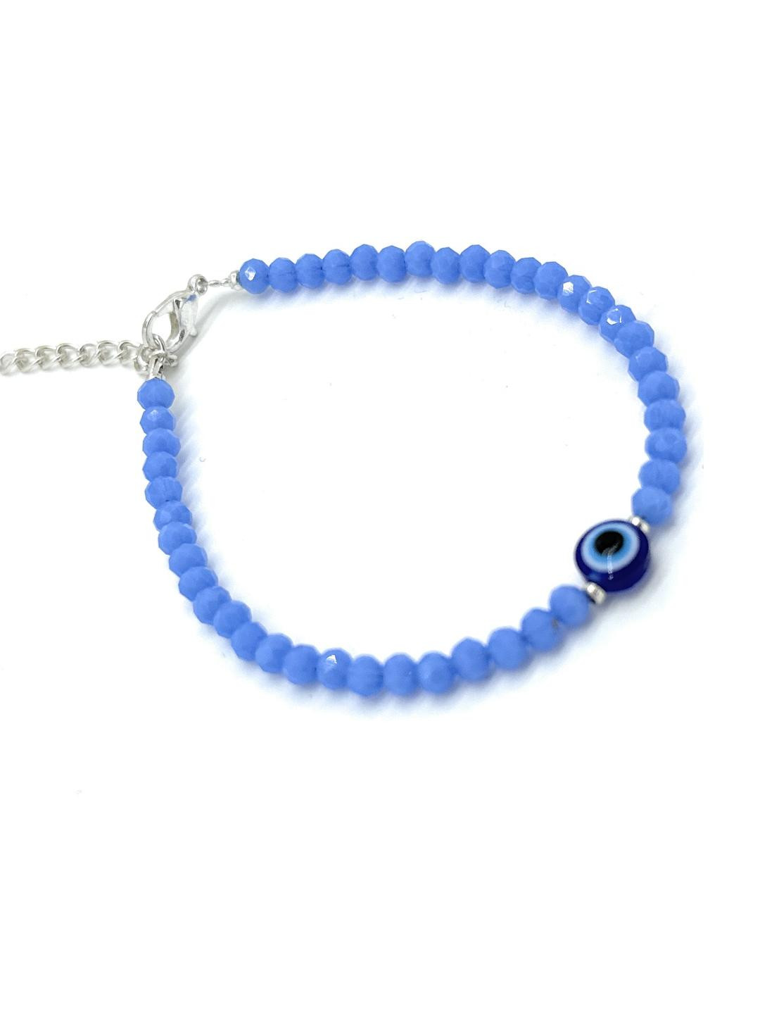 Jyokrish White Metal Purple Evil eye Chain Bracelet