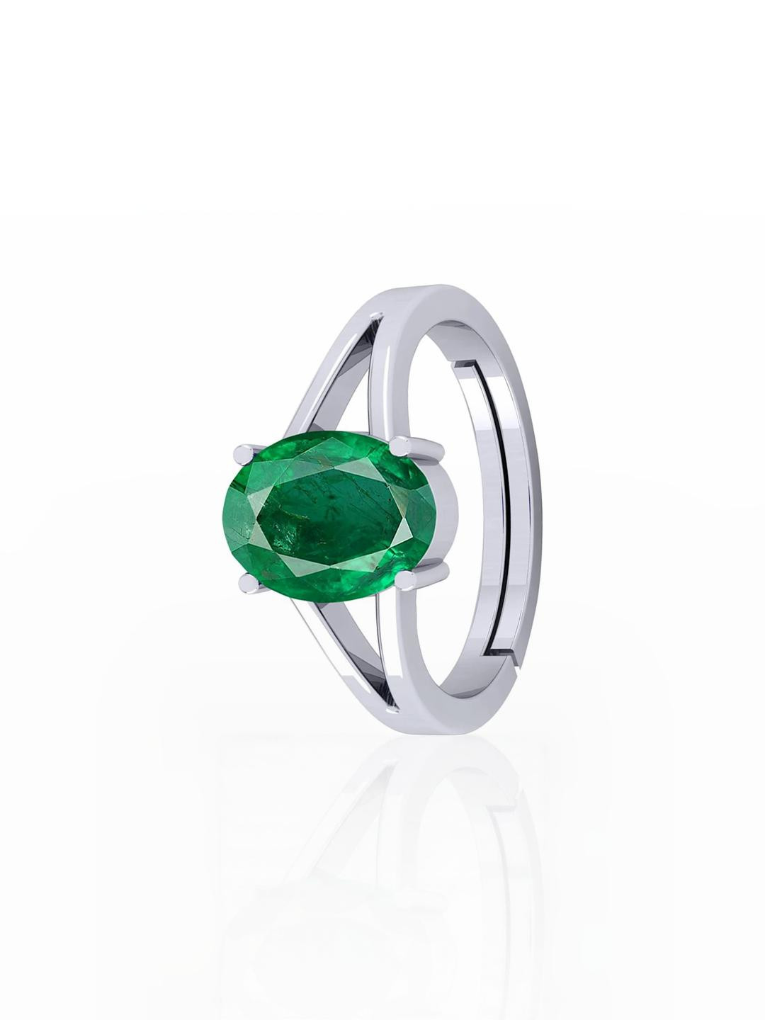 Barmunda Gems Brass Silver Toned Finger Ring with Stone