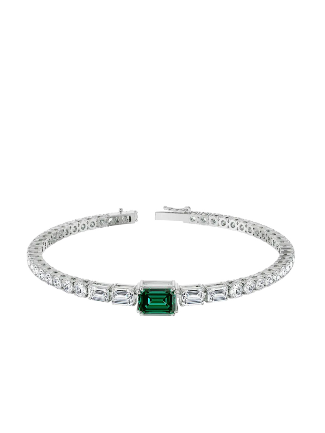 Emori Women 18KT White Emerald Lab Diamond Bracelet