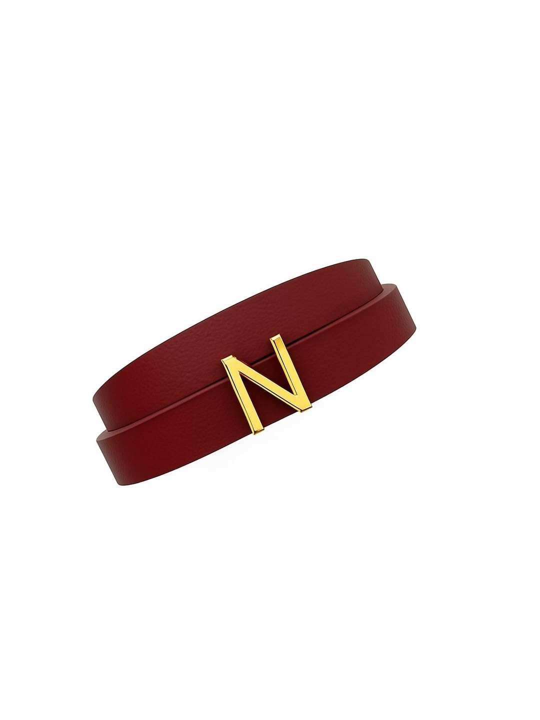 TANN TRIM Unisex Leather Gold-Plated N Initial Wraparound Bracelet