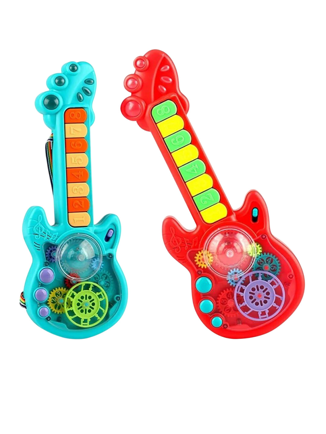 Kidoyz  8 Keys & 3D Gear & Flash Light Battery Operated Musical Toy Guitar