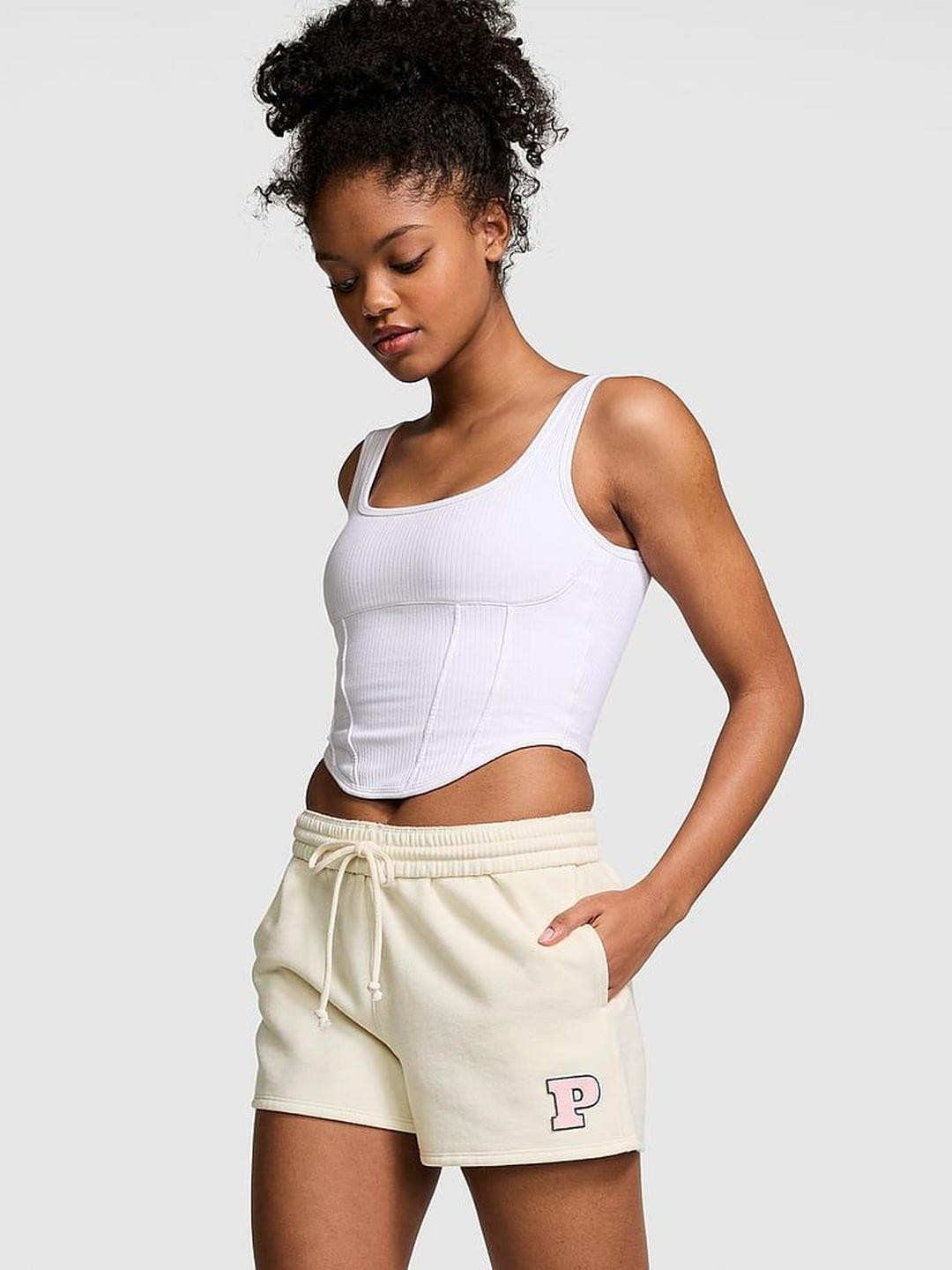 Victoria's Secret Pink Ivy Fleece Women Typography Printed High-Rise Shorts