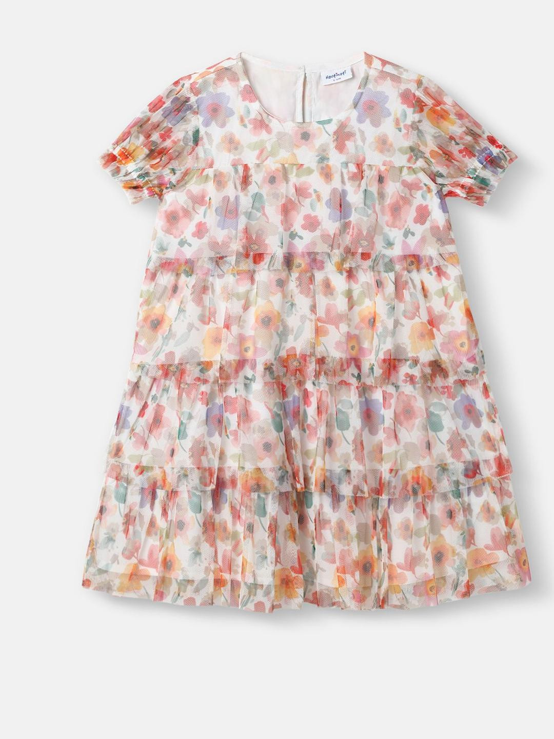 Nauti Nati Girls Floral Mesh Tiered Dress