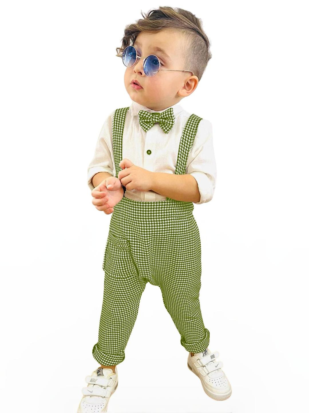 BELLIZA Kids Checked Straight Leg Dungarees With Shirt