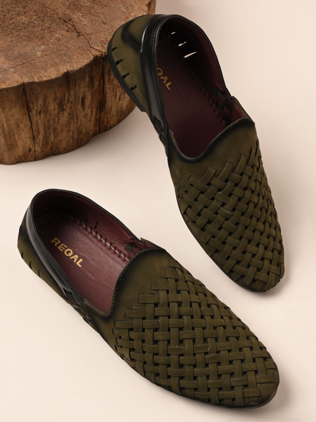 Regal Men Textured Mojari Style Formal Slip-ons