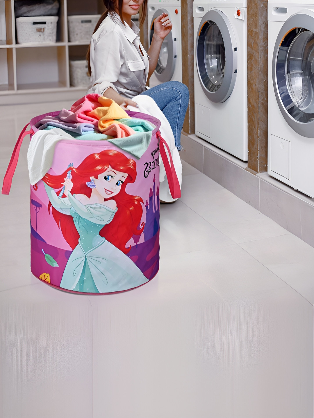 YK Kids Pink & Red Disney Princess Printed Foldable Toys Organiser