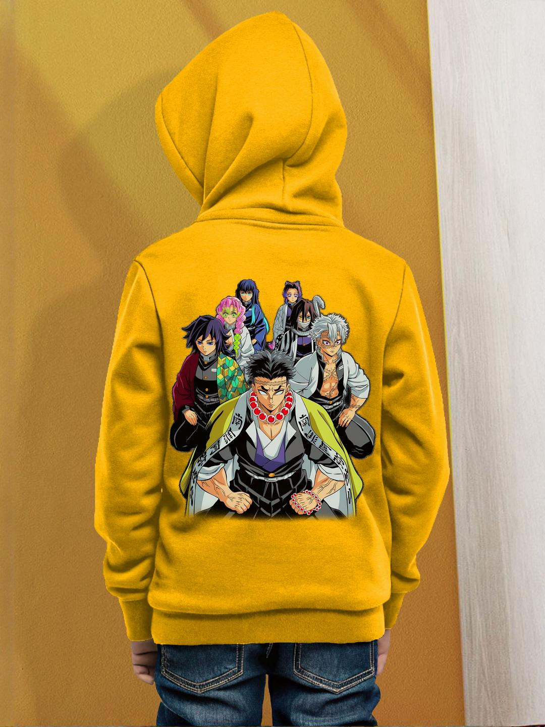 LONDON STREETS Boys Yellow Graphic Printed Hooded Long Sleeves Pullover Sweatshirt