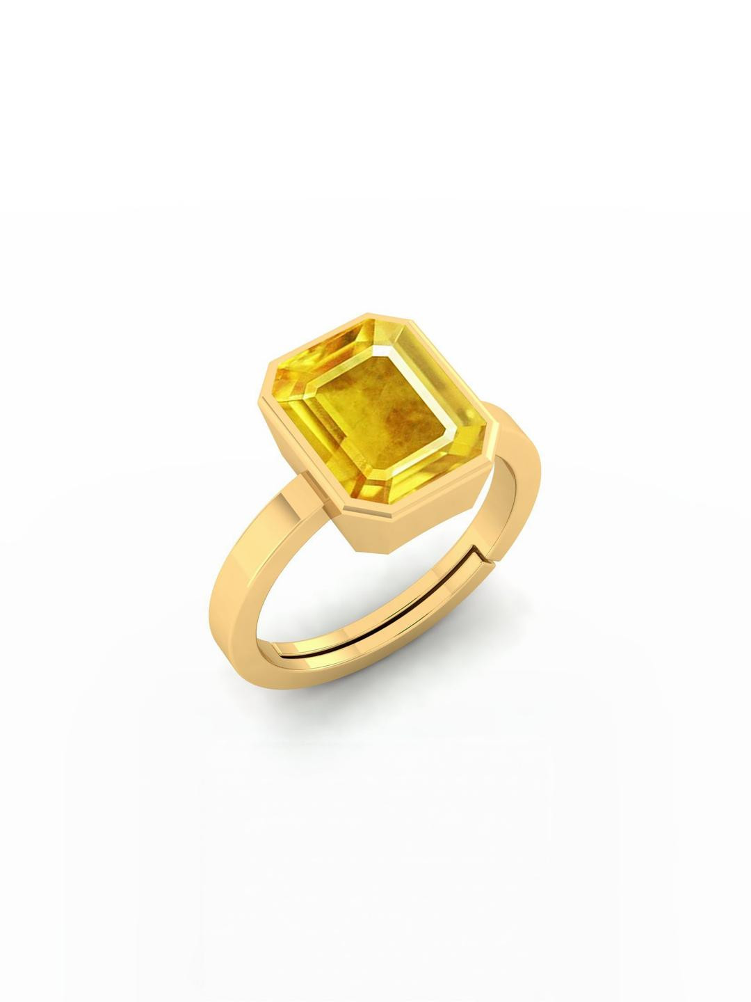 Barmunda Gems Brass Gold Toned Finger Ring with Stone