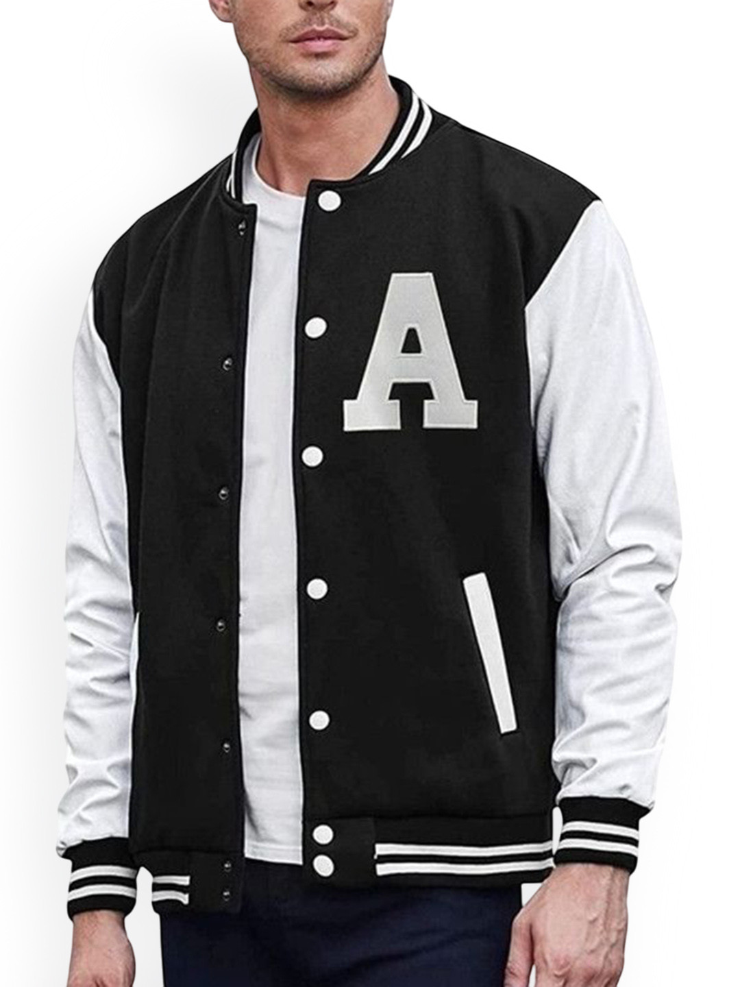 PAKLON Men Stand Collar Colourblocked Varsity Jacket