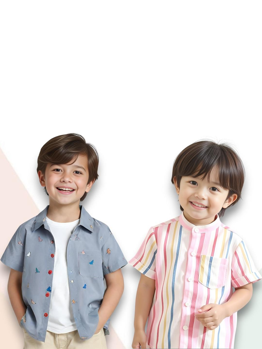 KIDGARB Multi Polycotton Cutaway Collar Printed Shirts