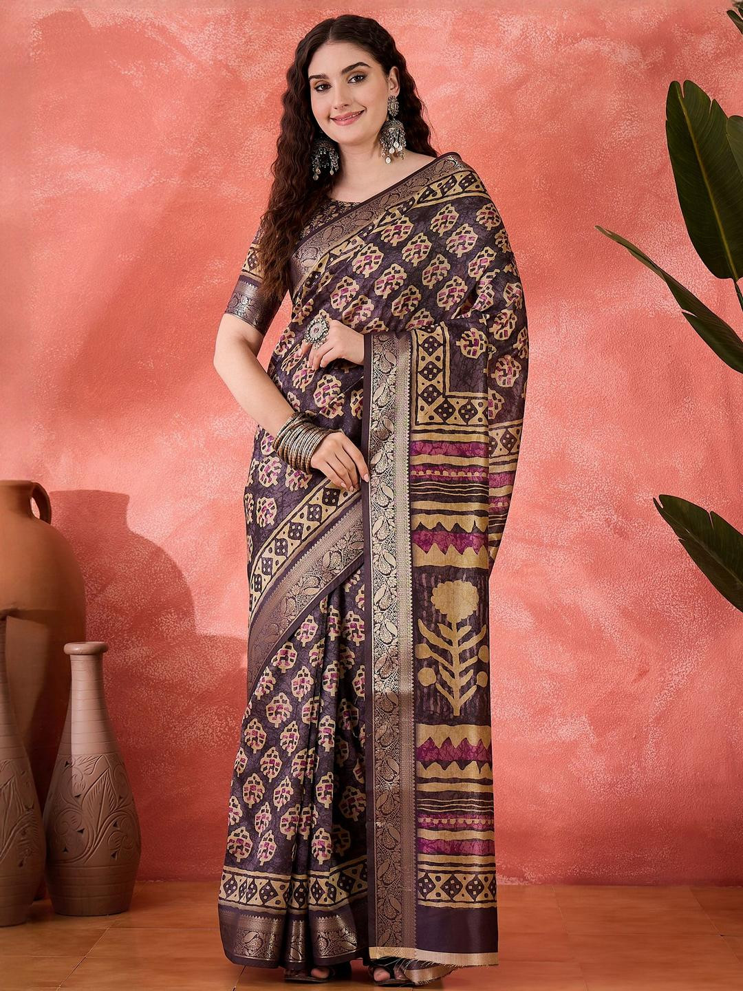 Maroosh Batik Poly Chiffon Designer Ikat Saree