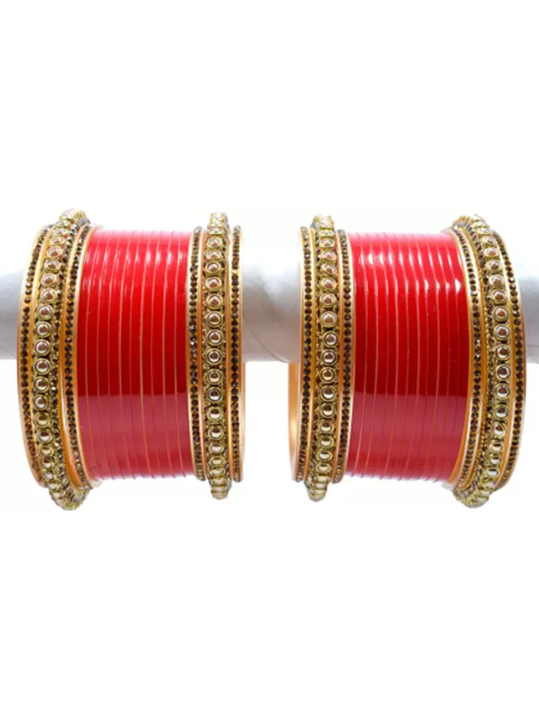 Chura king Set Of 32 Gold-Plated Stone-Studded Bangles