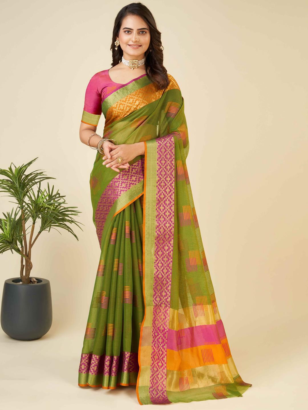 VARNI FABRICS Floral Designer Kota Saree