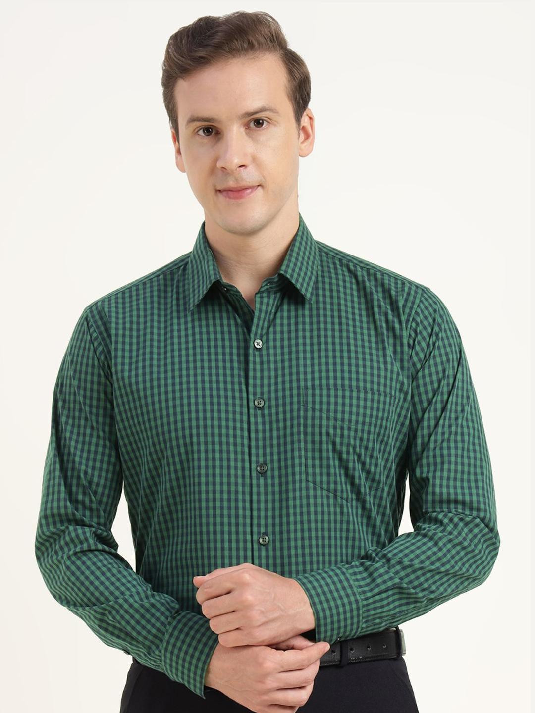 Hancock Men Slim Fit Gingham Checked Formal Shirt