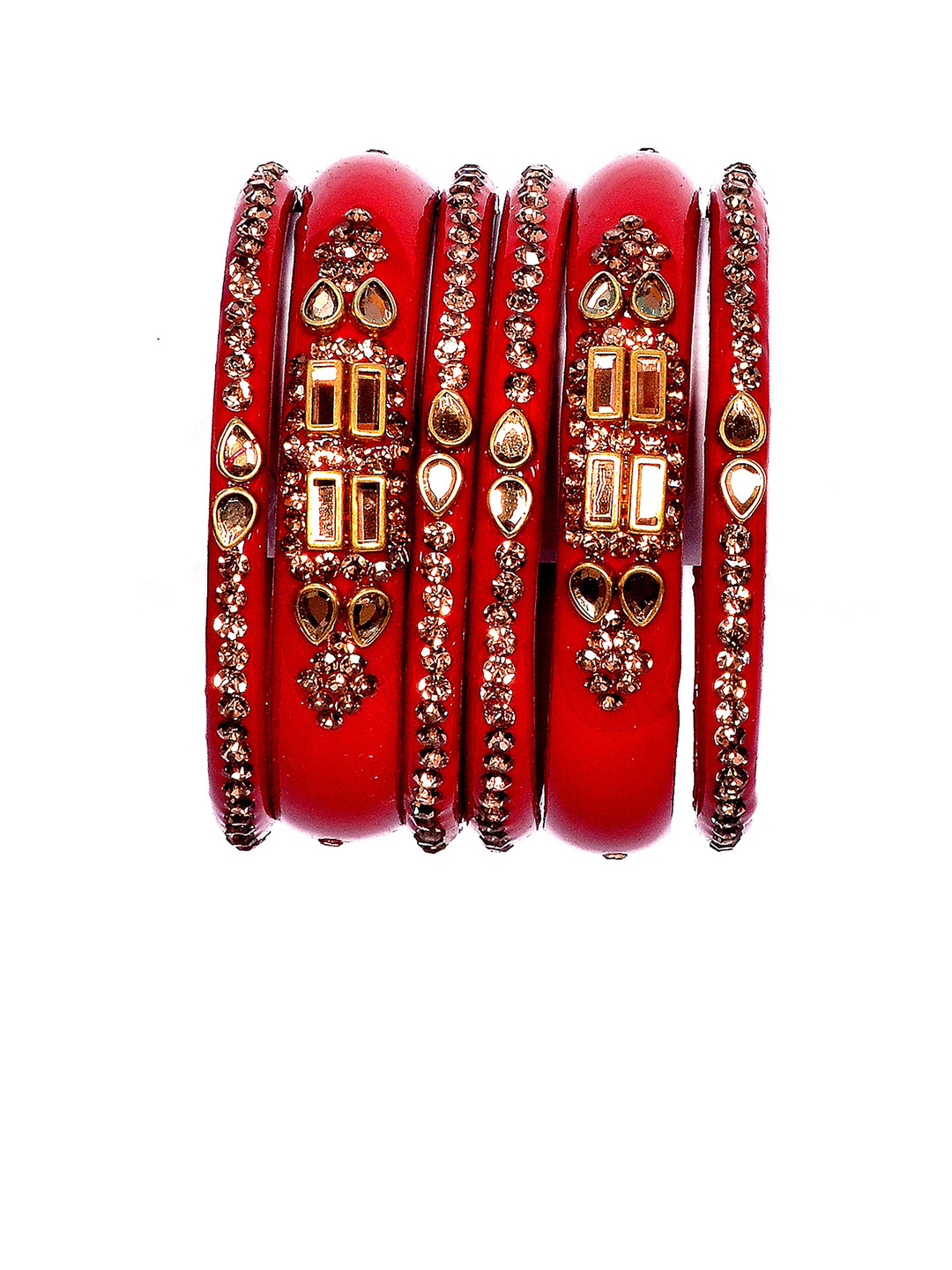ADVANCE KANGAN Set Of 6 Stone-Studded Bangles