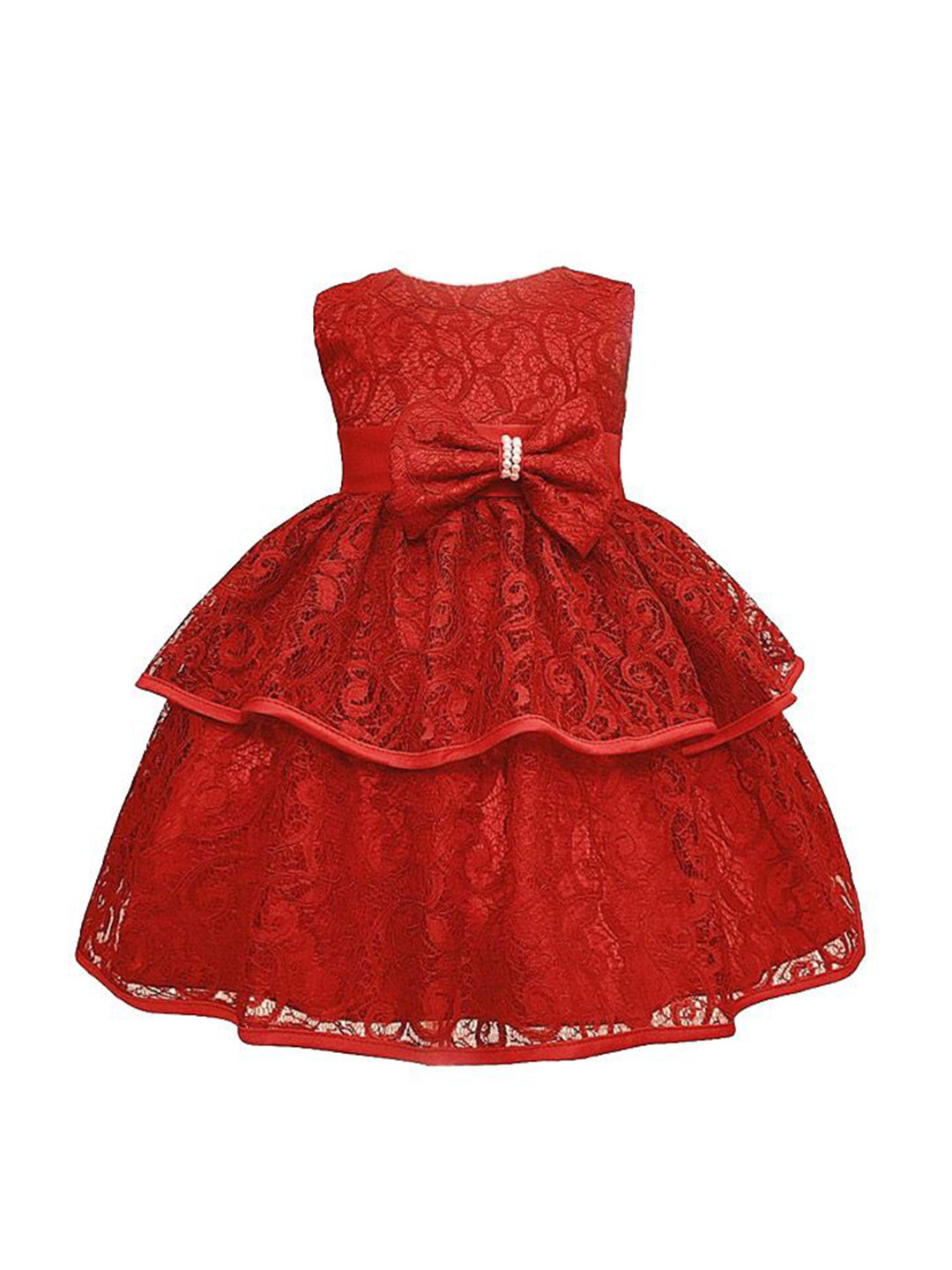 BAESD Lace Girls Self Design Fit and Flare Dress