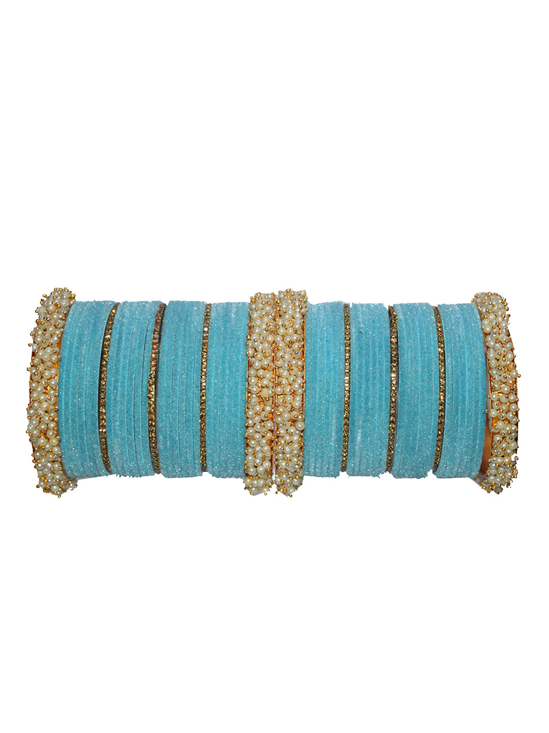 jtraditional Set Of 34 Pearl-Beaded Chuda Bangles