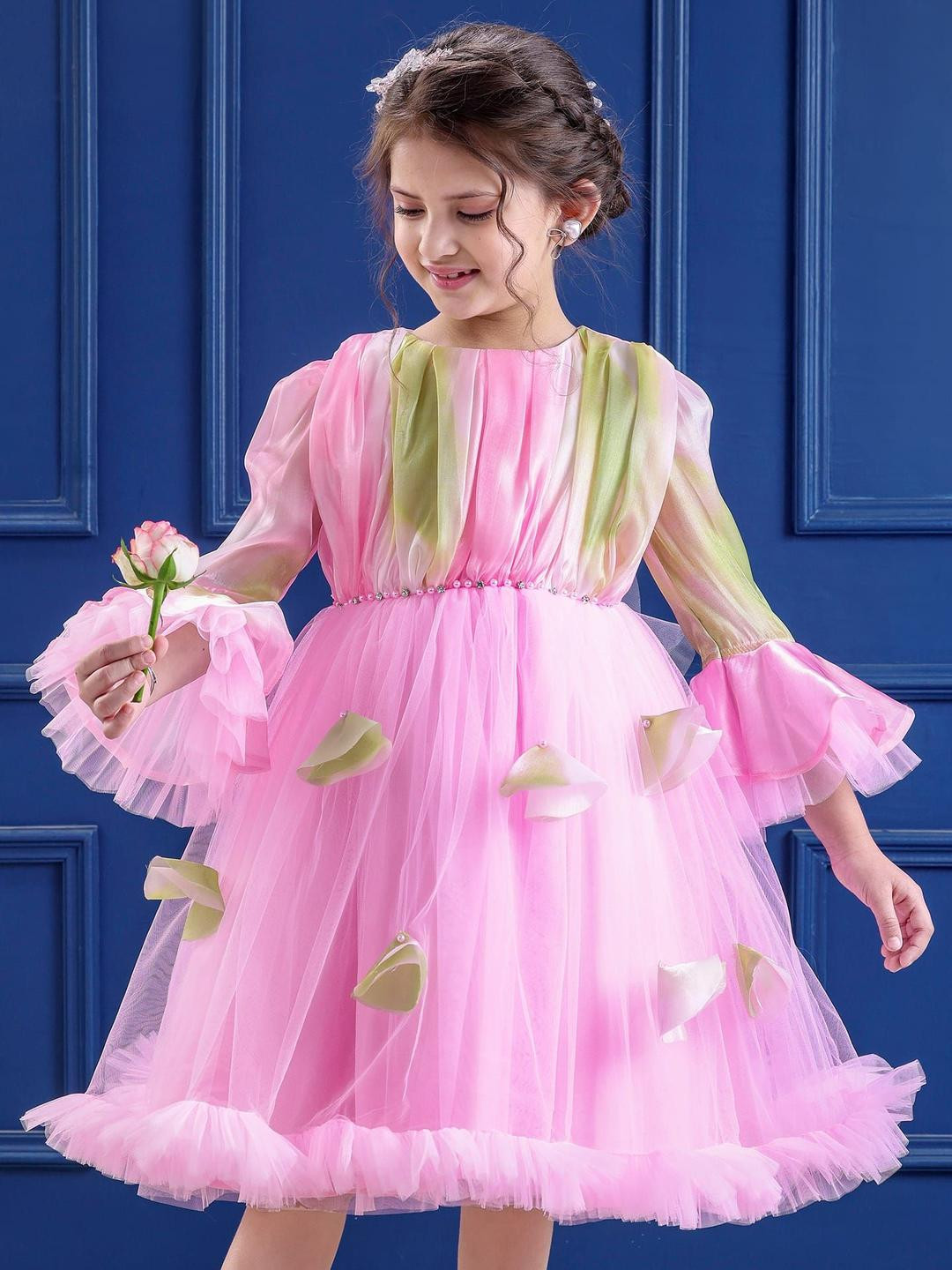 Mark & Mia Girls Bell Sleeves Fit and Flare Midi Dress