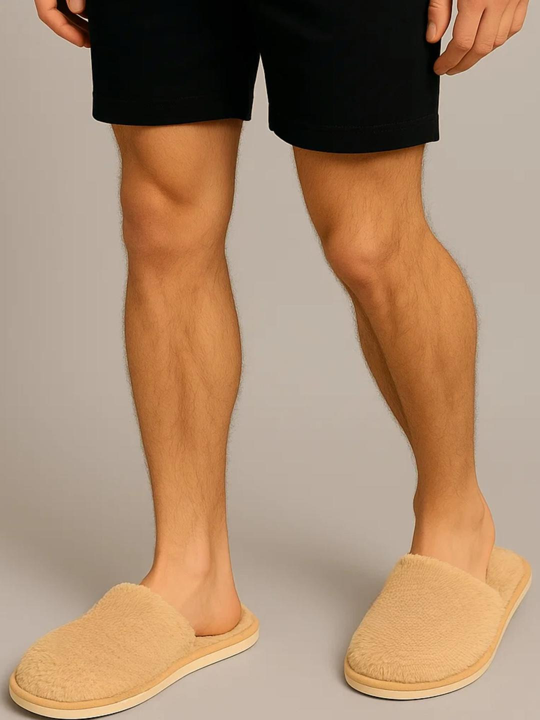 TRAVELKHUSHI Men Cream Indoor Fur Home Slippers