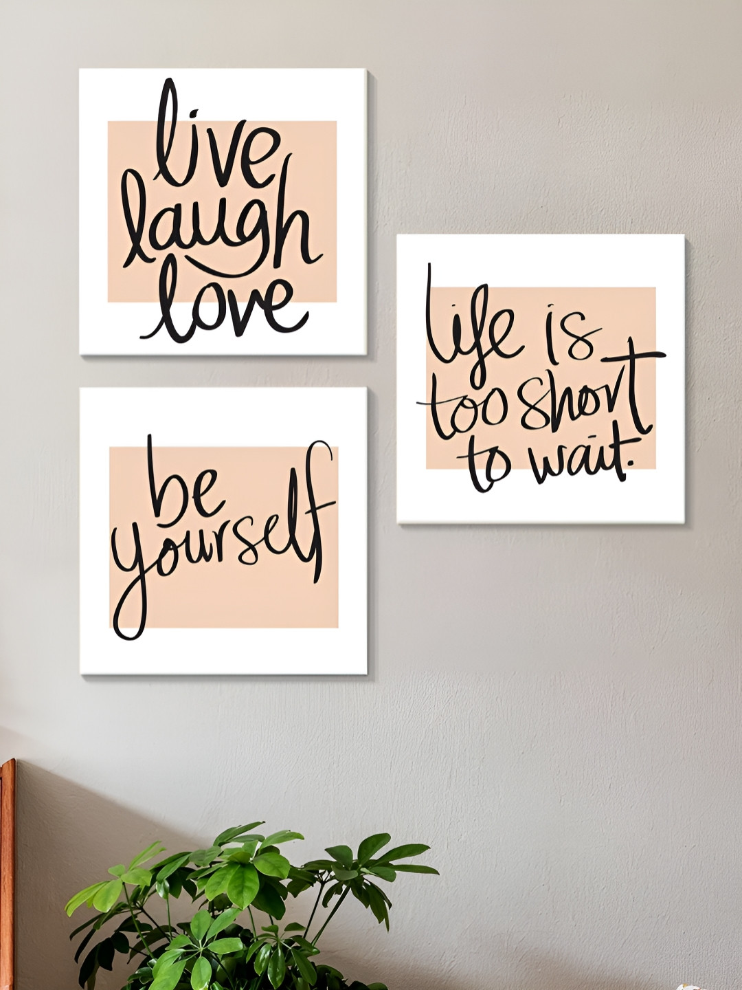 Myntra Elegant Homes Black & White 3 Pieces Live Love Laugh Canvas Wall Arts