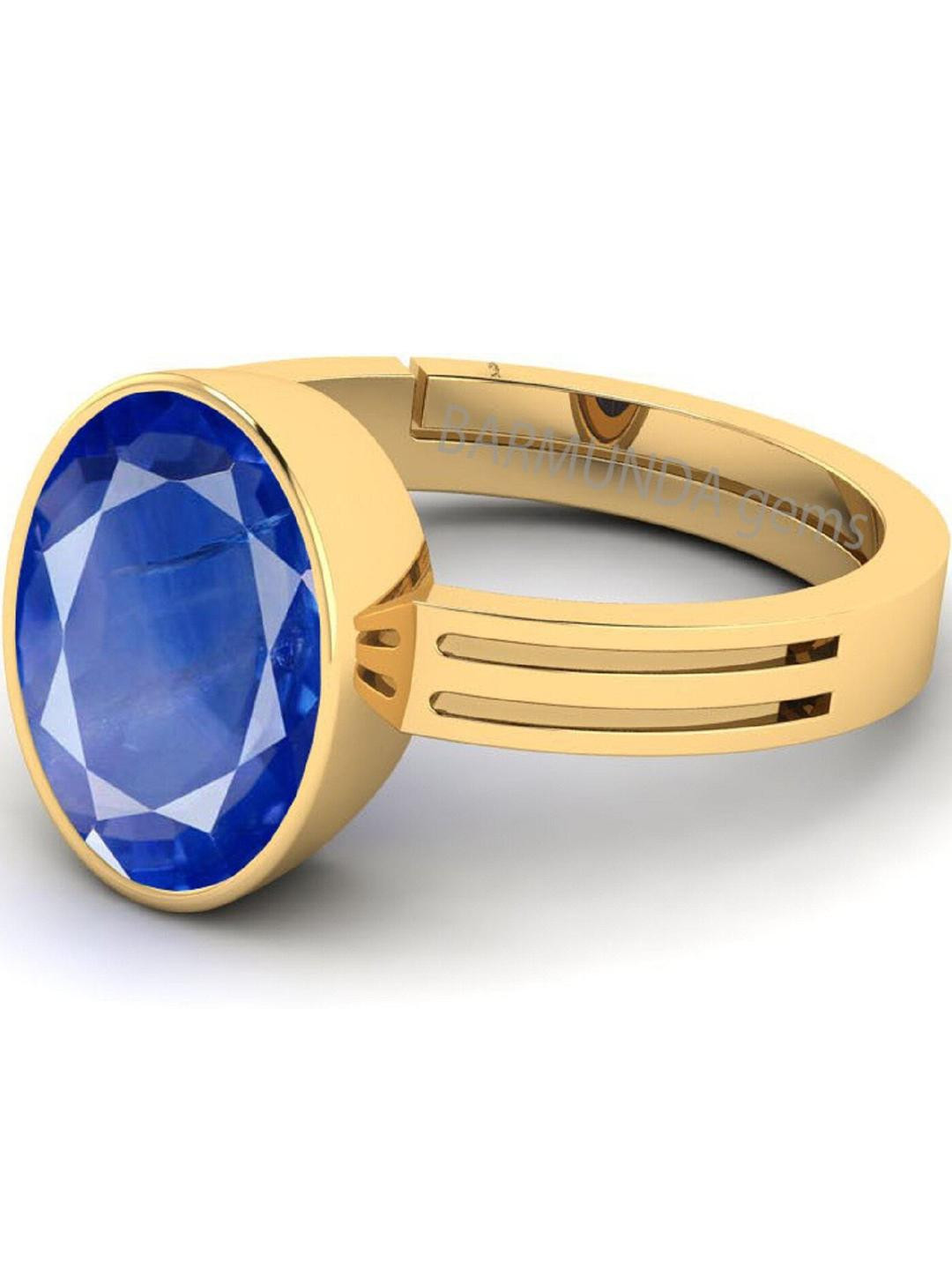 Barmunda gems Women Blue Gold-Plated Artificial Stones Brass Ethnic Finger Ring
