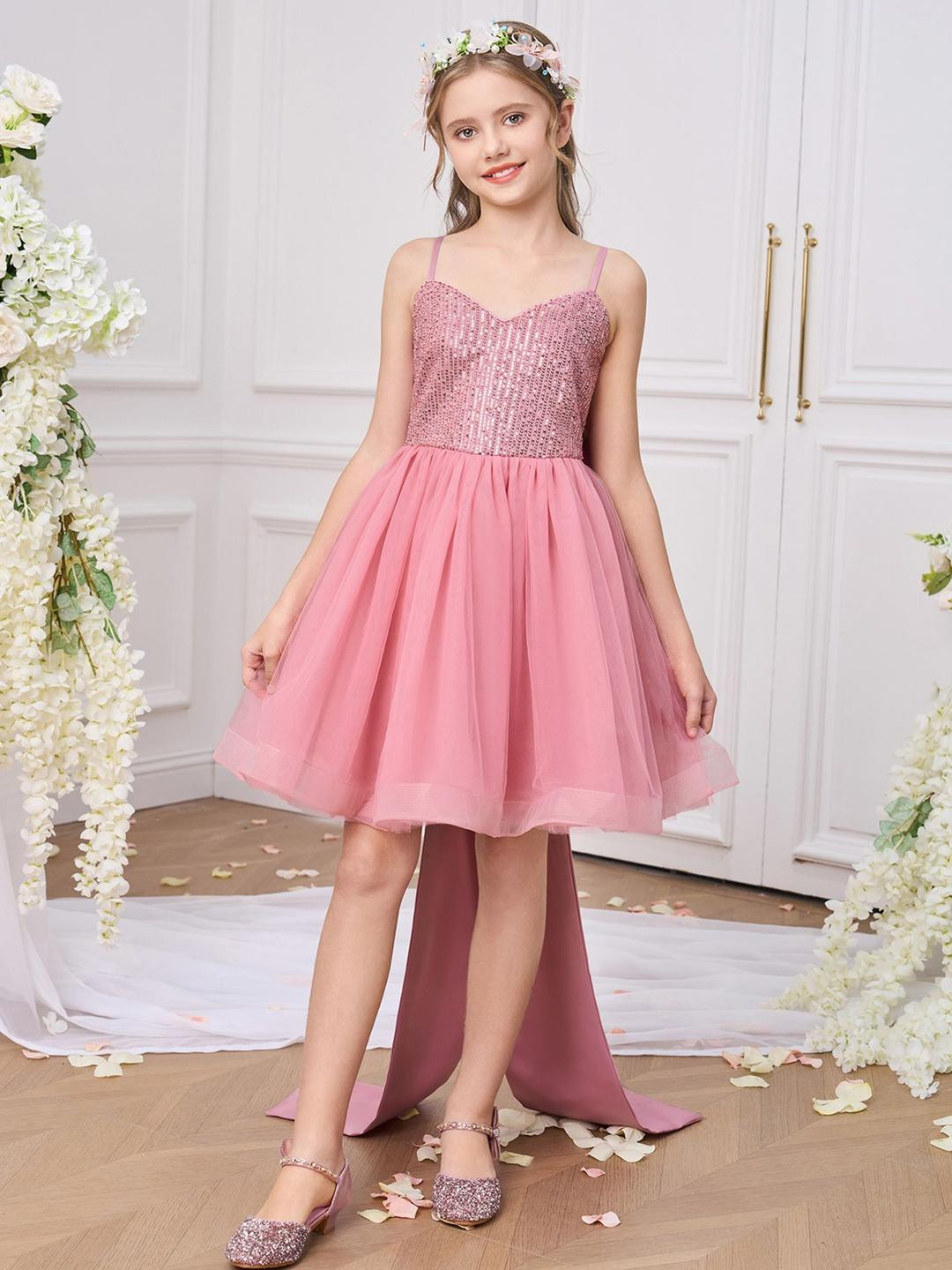 StyleCast x Revolte Girls Embellished Bow Detail Georgette Formal Fit & Flare Dress