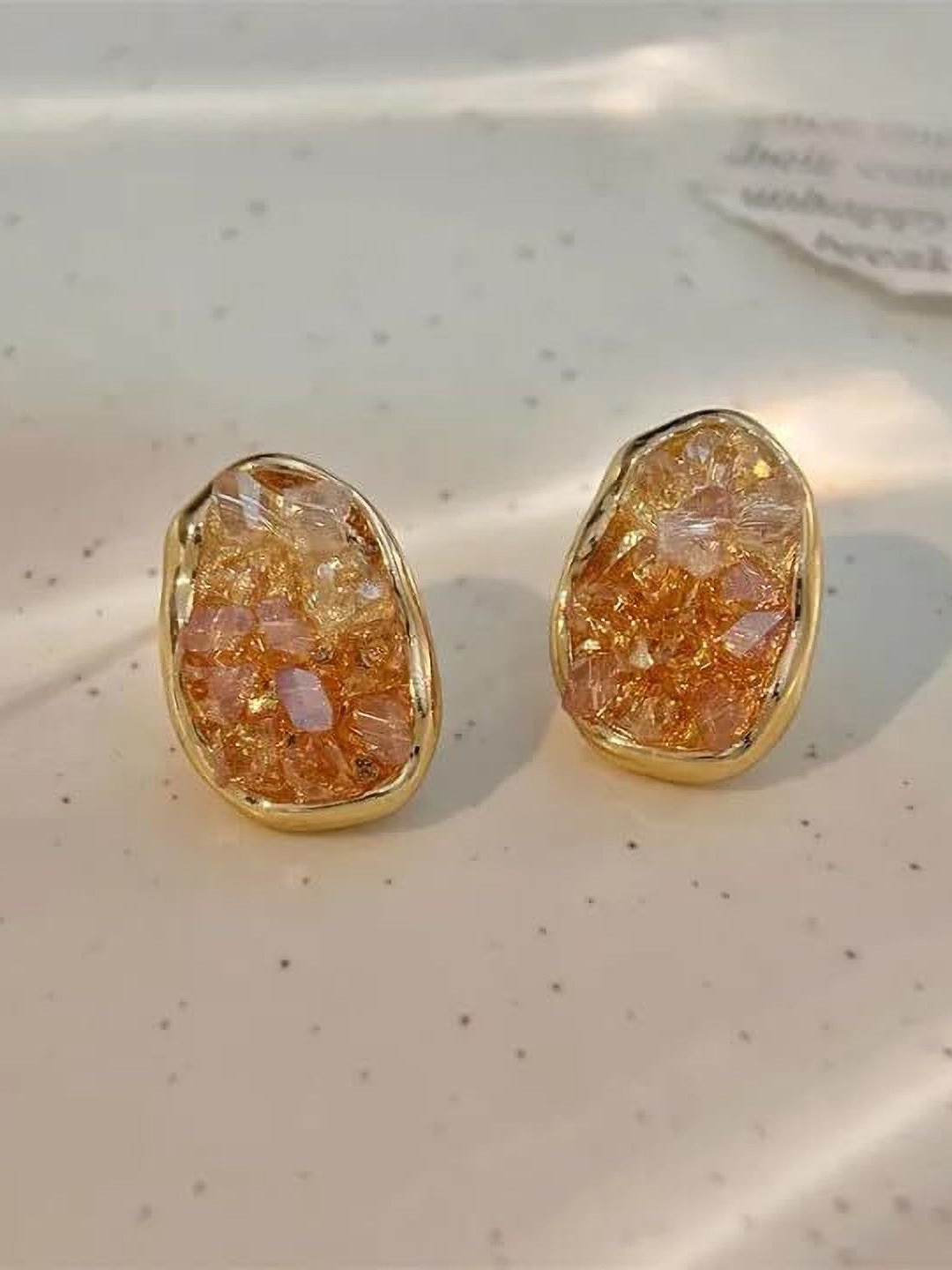 CIKIT Artificial Stones Studded Oval Studs