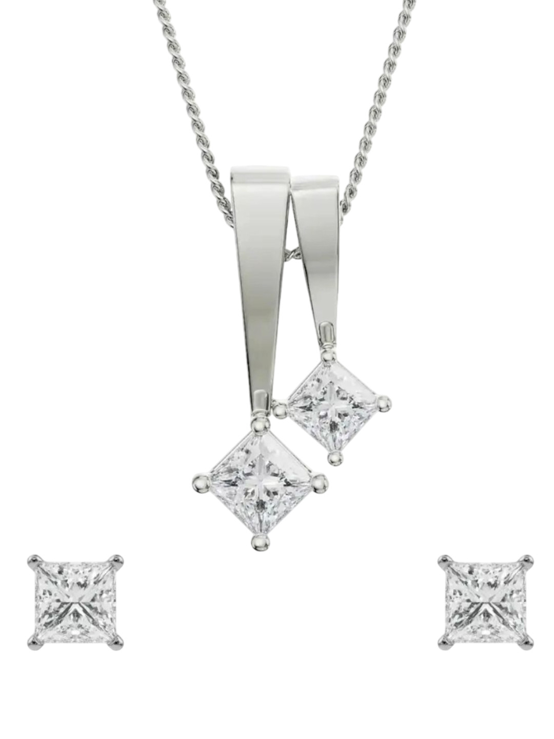 Emori 14KT Diamond Pendant With Earrings