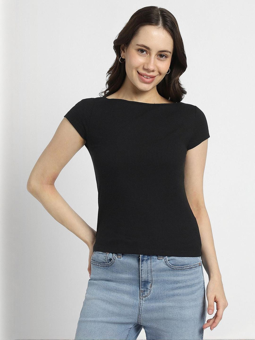 AMERICAN EAGLE OUTFITTERS Women Boat Neck Fitted Top