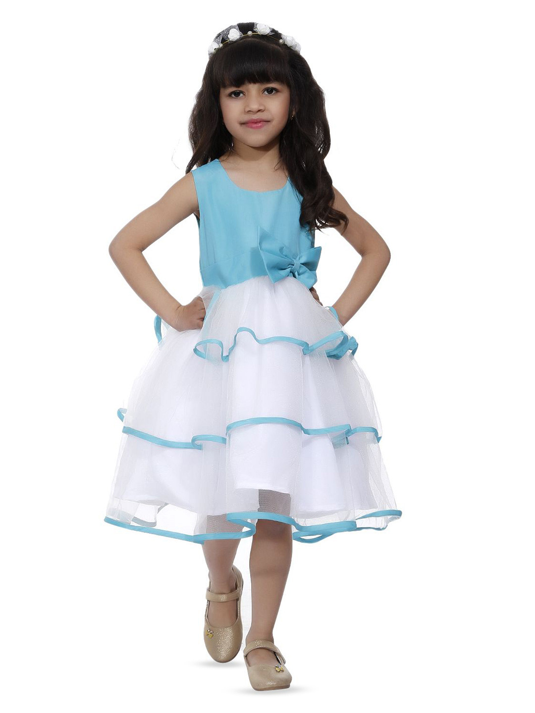 BAESD Girls Net Lace Frills Bows and Ruffles Fit and Flare Dress