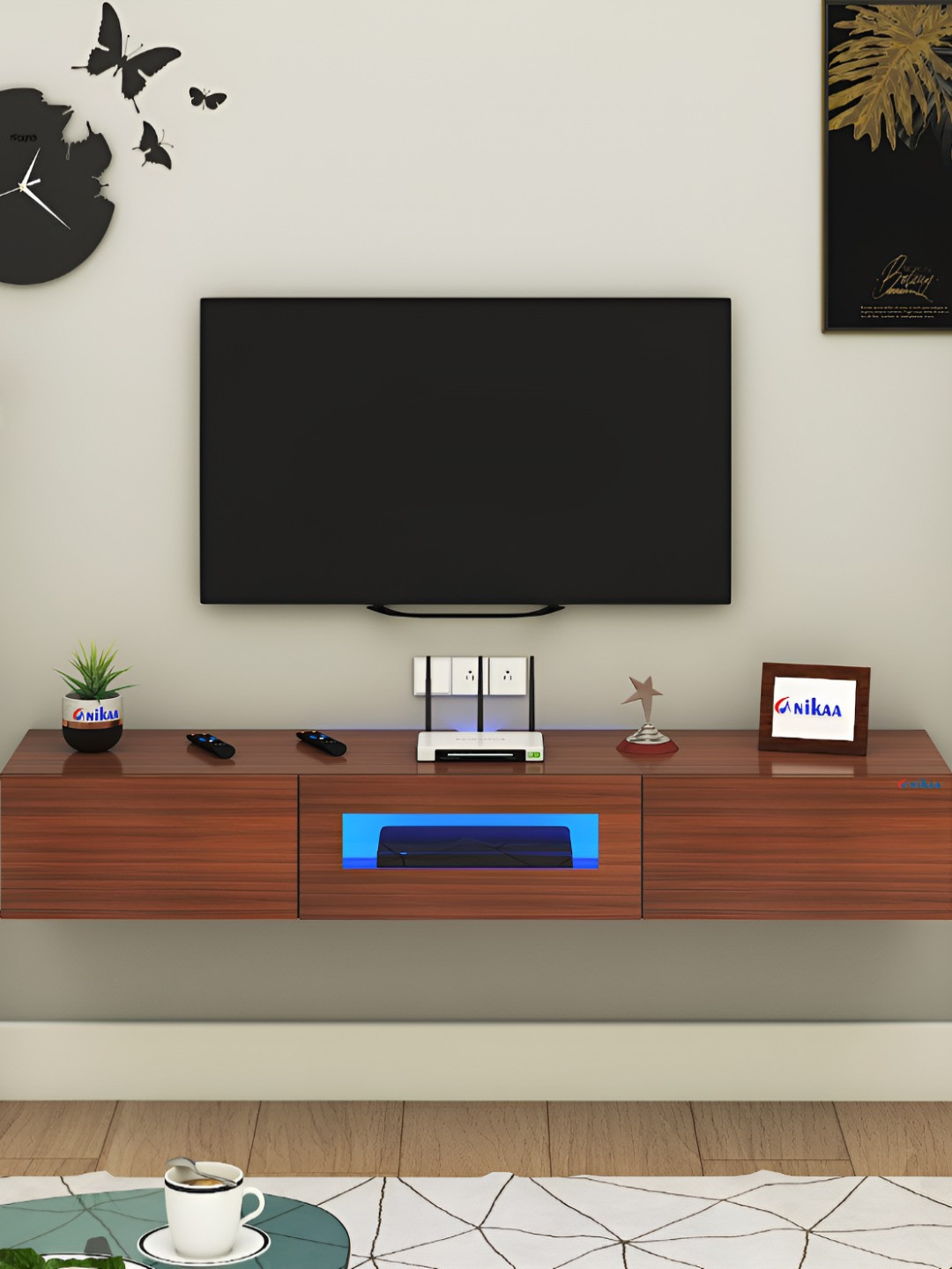 ANIKAA Lucen Brown Wall Mount Modern TV Unit-1.20 m