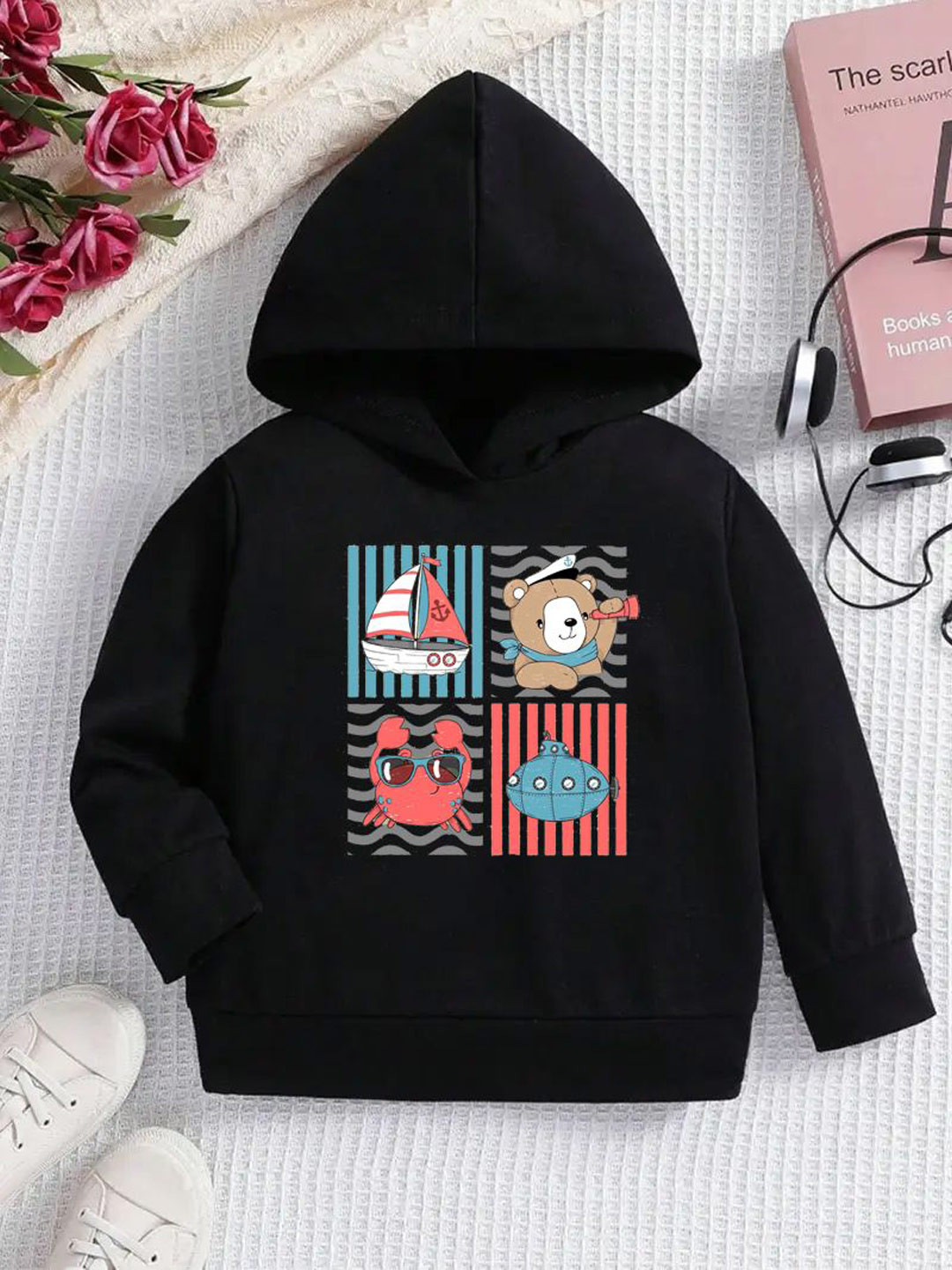 KIDDIEKISSES Kids Printed Hooded Sweatshirt