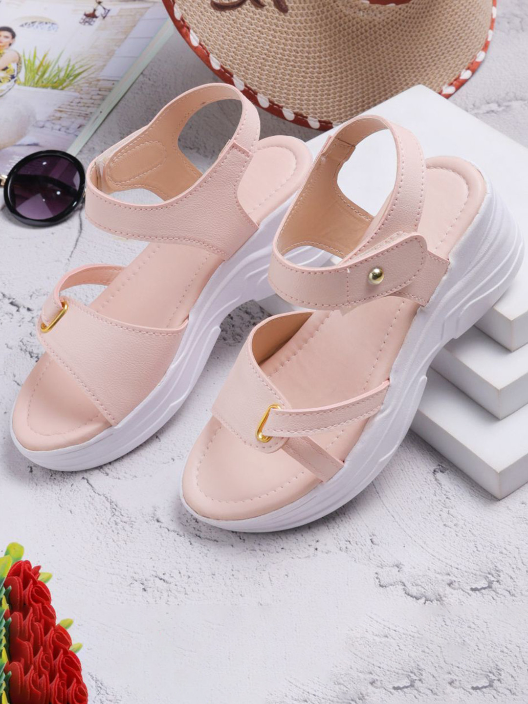 JIMP Women Wedge Open Toe Backstrap Heels Sandals