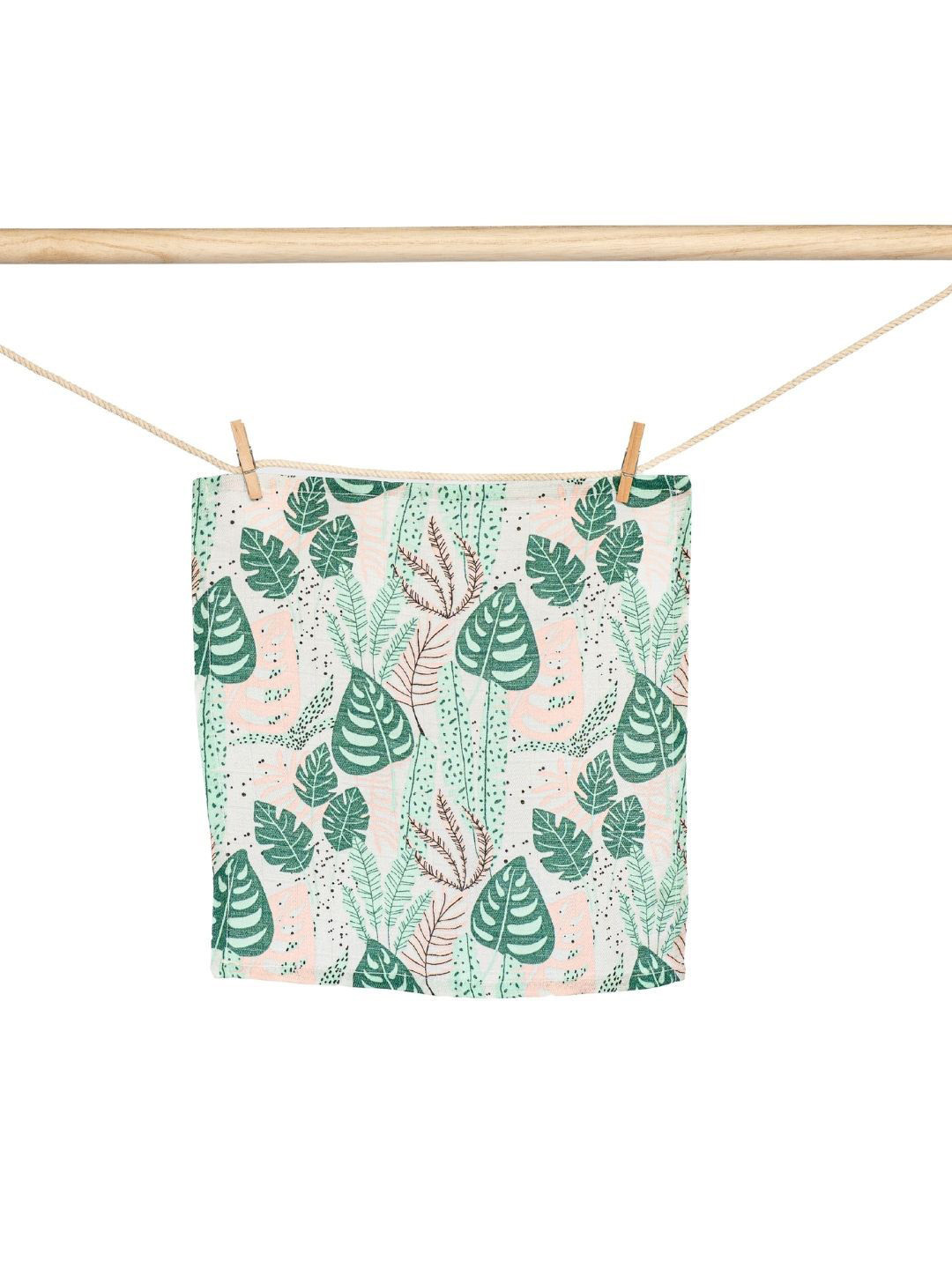 cocoon care Green & Pink Plants Print Bamboo Cotton Face Towel