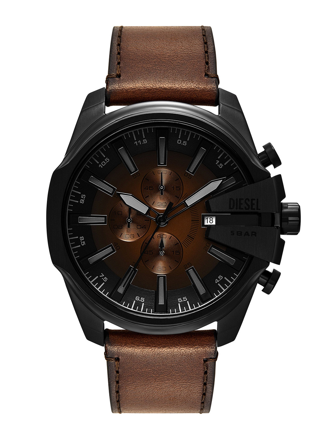 DIESEL Men mega chief slim Round Dial & Leather Straps Analogue Watch DZ4692